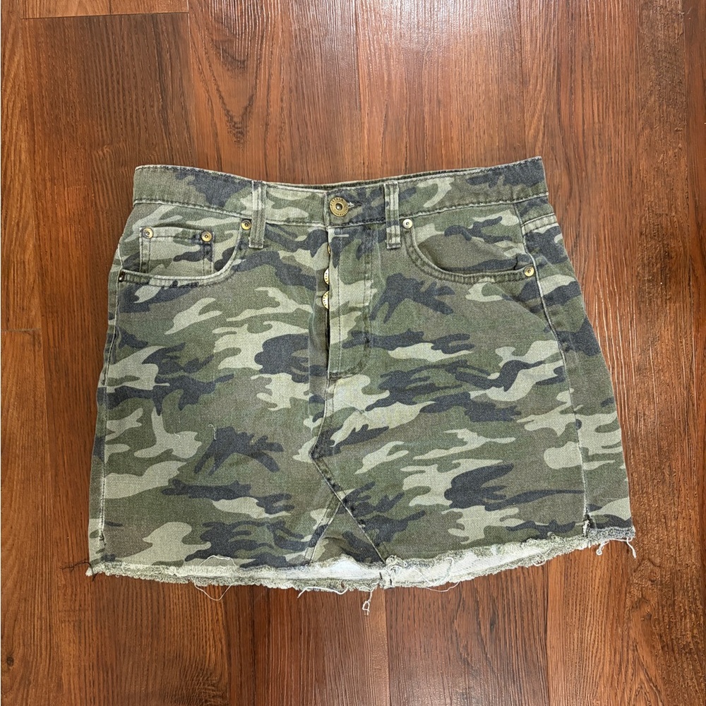 Pistola Green Camo Denim Mini Skirt size 27